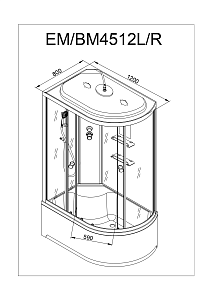 Душевая кабина Deto ЕМ4512 с пультом 120х80 купить в интернет-магазине Sanbest