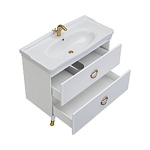 Тумба с раковиной напольная Grossman АТРИО 105 с 2-я ящ, белый глянец для ванной в интернет-магазине Sanbest