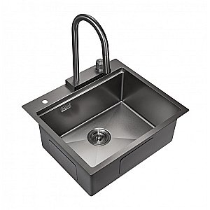 Мойка кухонная Milacio Denia 57 Steel MC.77409 вороненая сталь купить в интернет-магазине сантехники Sanbest