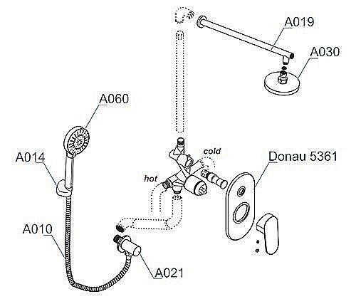 Душевая система WasserKRAFT Donau 5300 A14030 купить в интернет-магазине сантехники Sanbest