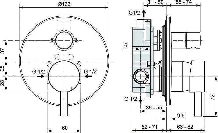 Смеситель для душа Ideal Standard CERALINE A6939XG купить в интернет-магазине сантехники Sanbest
