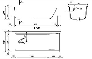 Ванна Эстет Дельта А 170x70 белая купить в интернет-магазине Sanbest