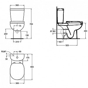Унитаз напольный Ideal Standard Connect Space E119501 с бачком E786101 белый купить в интернет-магазине Sanbest