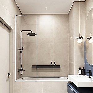 Шторка для ванны Veconi PL84-100-01-C7 100 прозрачная/хром купить в интернет-магазине Sanbest