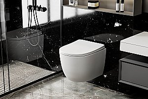 Унитаз подвесной ABBER Bequem AC1100MW с крышкой микролифт, безободковый, белый матовый купить в интернет-магазине Sanbest