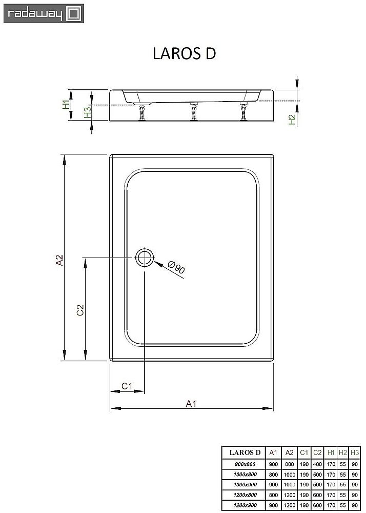 Душевой поддон Radaway Laros D SLD91217-01 120х90 белый купить в интернет-магазине Sanbest
