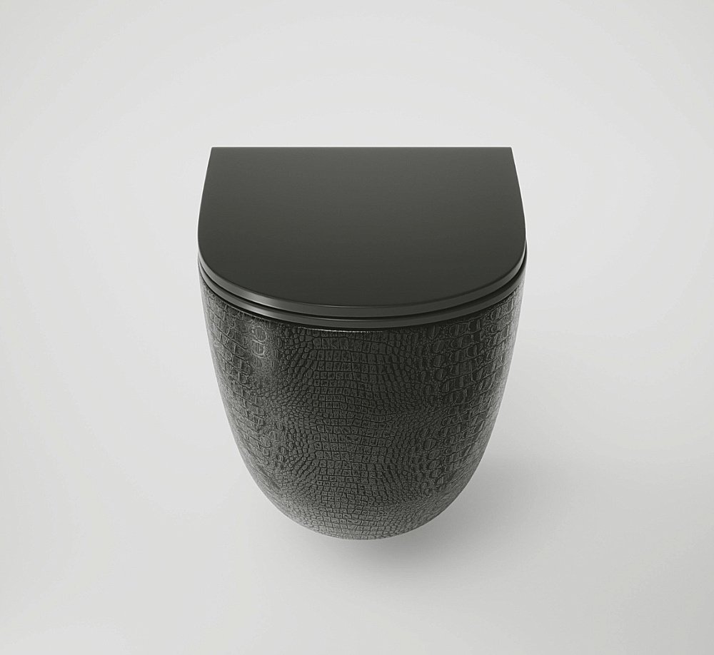 Унитаз подвесной Grossman Color GR-4455BBLS безободковый, с крышкой микролифт, черная кожа купить в интернет-магазине Sanbest