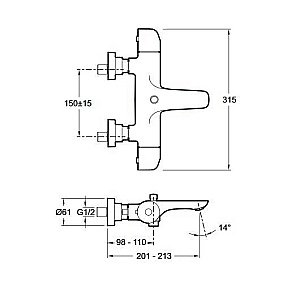 Смеситель для ванны термостатический Jacob Delafon GABIN E78129-CP купить в интернет-магазине сантехники Sanbest