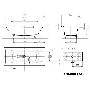 Ванна стальная Kaldewei Conoduo 733 180x80 235100013001 Easy-clean белый купить в интернет-магазине Sanbest