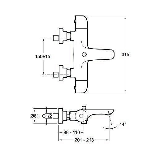 Смеситель для ванны термостатический Jacob Delafon GABIN E78129-CP купить в интернет-магазине сантехники Sanbest