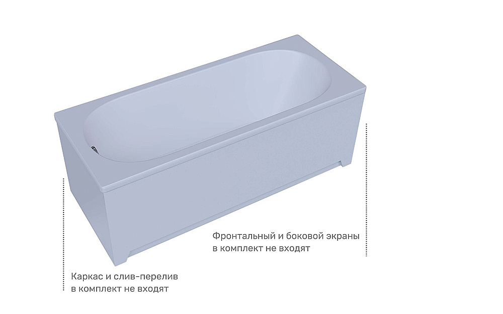 Ванна акриловая Aquatek Оберон 150х70 белая купить в интернет-магазине Sanbest