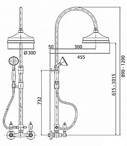 Душевая система Cezares FIRST-CD-30-03/24-Bi золото 24 карат/ручки белые купить в интернет-магазине сантехники Sanbest