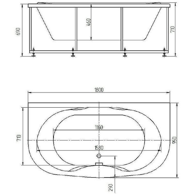 Ванна Aquatek Мелисса 180х95 MEL180-0000031 белая купить в интернет-магазине Sanbest