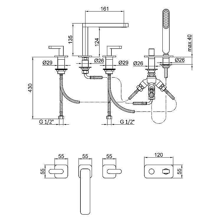 Смеситель для ванны с душем Webert Living LV730401560 купить в интернет-магазине сантехники Sanbest