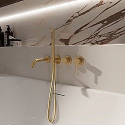 Смеситель для ванны Vincea Groove VBTW-4G1BG брашированное золото купить в интернет-магазине сантехники Sanbest