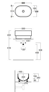 Раковина SIMAS Po-mo PO04bi 50 купить в интернет-магазине Sanbest