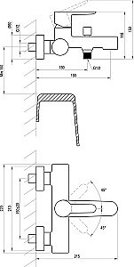 Смеситель для ванны Ravak PURI PU 022.01/150 купить в интернет-магазине сантехники Sanbest