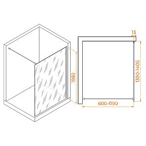 Душевая перегородка RGW Walk In WA-010 140 351001014-31 стекло тонированное/профиль хром купить в интернет-магазине Sanbest