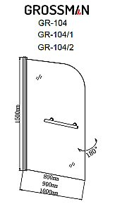 Шторка для ванны Grossman GR-104/1 90 прозрачная/хром купить в интернет-магазине Sanbest