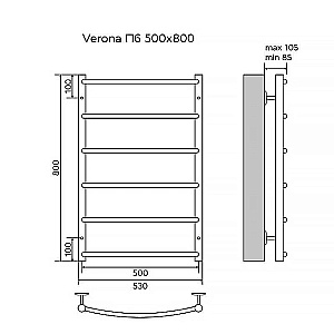 Полотенцесушитель водяной Azario Verona 500/800 AZ83873W белый купить в интернет-магазине сантехники Sanbest