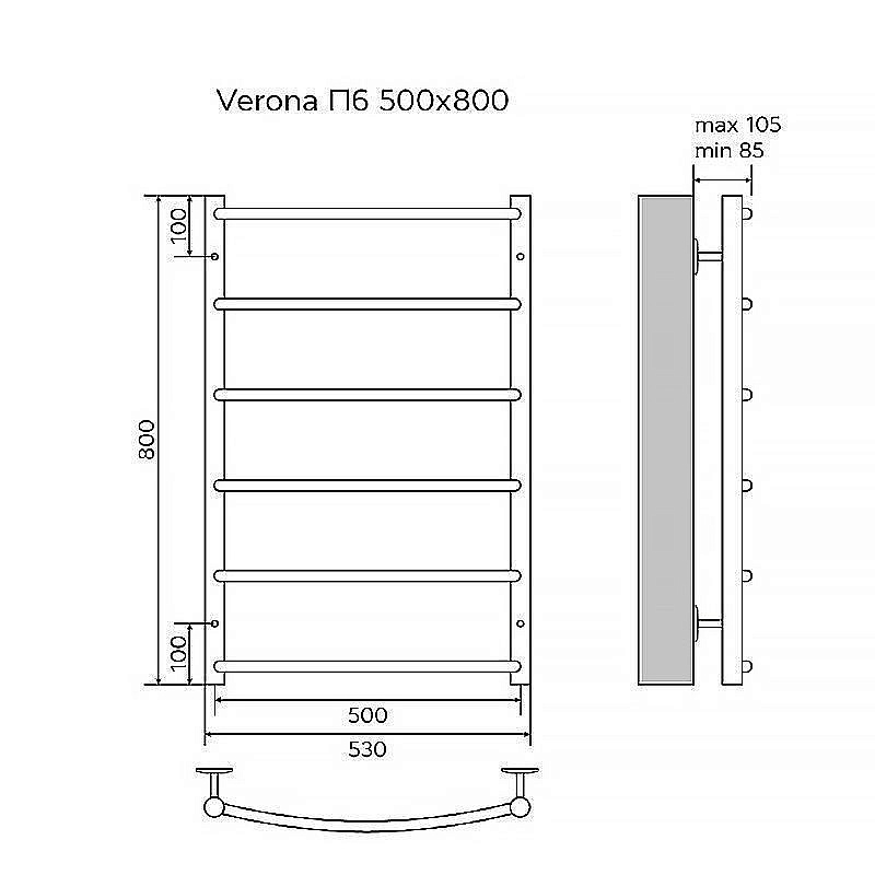Полотенцесушитель водяной Azario Verona 500/800 AZ83873W белый купить в интернет-магазине сантехники Sanbest