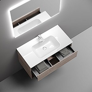 Тумба с раковиной Sancos Marmi 1.0 90 MR1.090EG дуб галифакс натуральный для ванной в интернет-магазине Sanbest