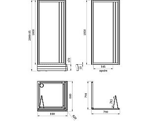Душевой уголок Радомир Люкс 80 стекло матовое/профиль хром купить в интернет-магазине Sanbest