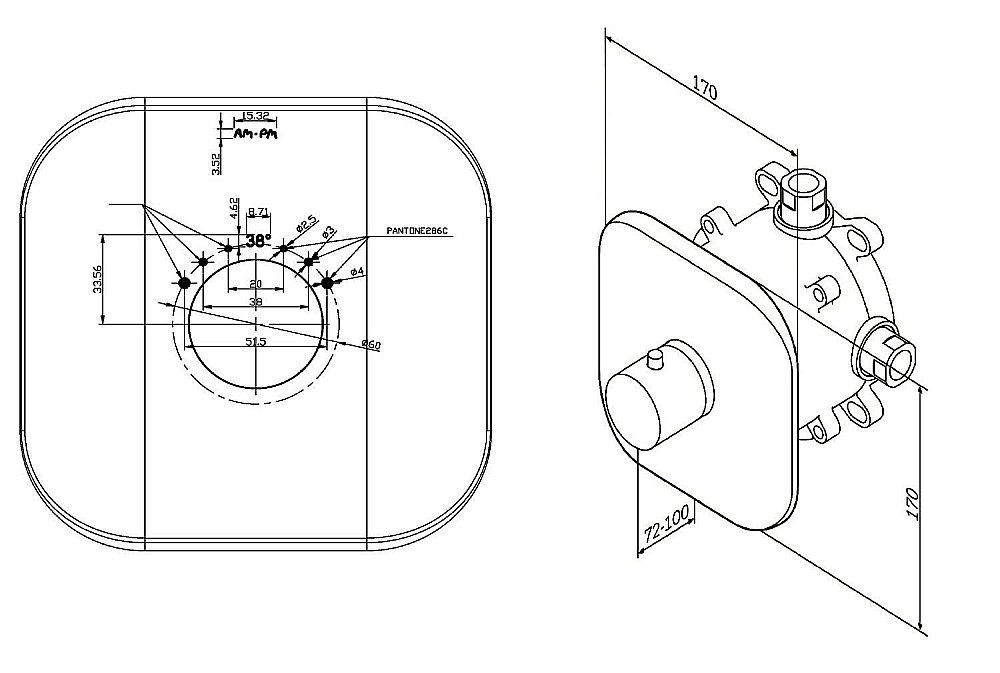 Термостат AM.PM Sensation F3075500 купить в интернет-магазине сантехники Sanbest