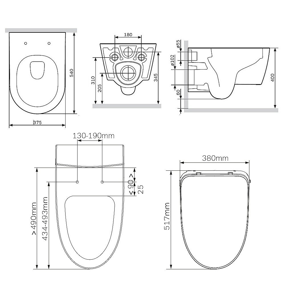 Унитаз подвесной AM.PM Func C8F1702SC белый, безободковый, функция биде купить в интернет-магазине Sanbest