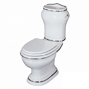 Унитаз Migliore Milady 20885 выпуск в пол белый/декор платина/ручка хром купить в интернет-магазине Sanbest