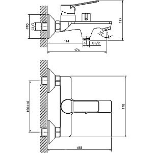 Смеситель для ванны Rush Haiti HA1935-44 купить в интернет-магазине сантехники Sanbest