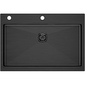 Кухонная мойка Paulmark Kroner-Pro 75 PM707551-GM вороненая сталь купить в интернет-магазине сантехники Sanbest