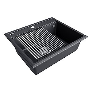 Кухонная мойка Paulmark STEPIA 60 + ролл-мат STEP PM115951-AN+R375-BS антрацит купить в интернет-магазине сантехники Sanbest