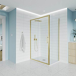 Душевой уголок Veconi Evo 100SP G 100x70 стекло прозрачное/профиль брашированное золото купить в интернет-магазине Sanbest