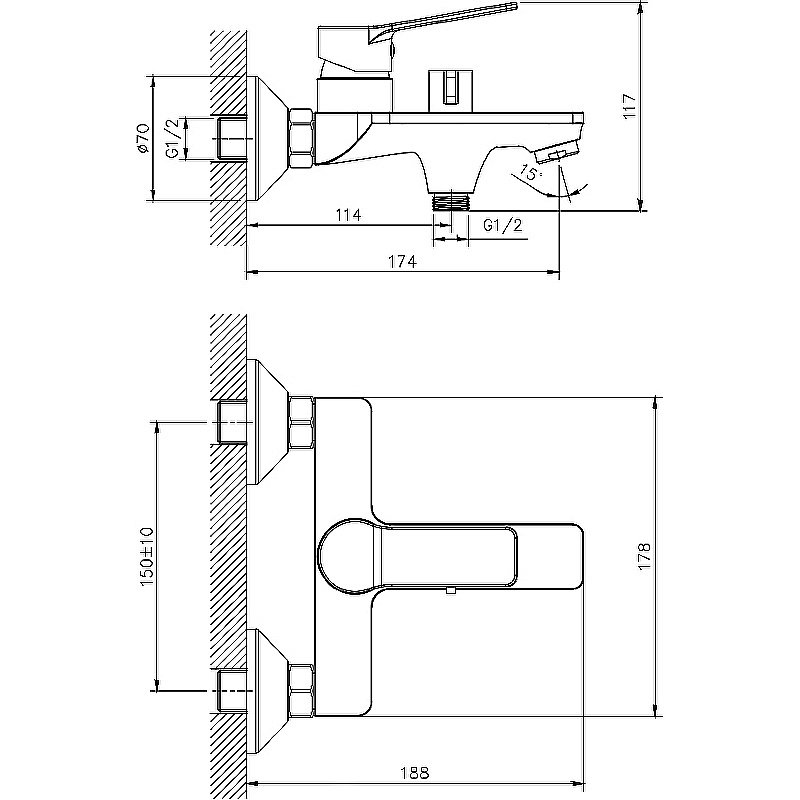 Смеситель для ванны Rush Haiti HA1935-44 купить в интернет-магазине сантехники Sanbest