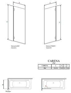 Шторка для ванны Radaway Carena PNJ 70 купить в интернет-магазине Sanbest