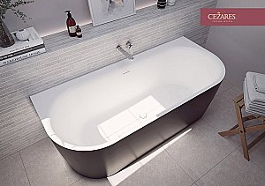 Ванна акриловая Cezares METAURO-INT-Wall-180-80-60-B-W-MATT купить в интернет-магазине Sanbest