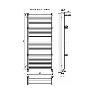 Полотенцесушитель водяной Terminus Аврора П27 600x1390 с четырьмя полками купить в интернет-магазине сантехники Sanbest