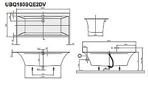 Ванна Villeroy&Boch Squaro UBQ180SQE2DV-01 180x80 купить в интернет-магазине Sanbest