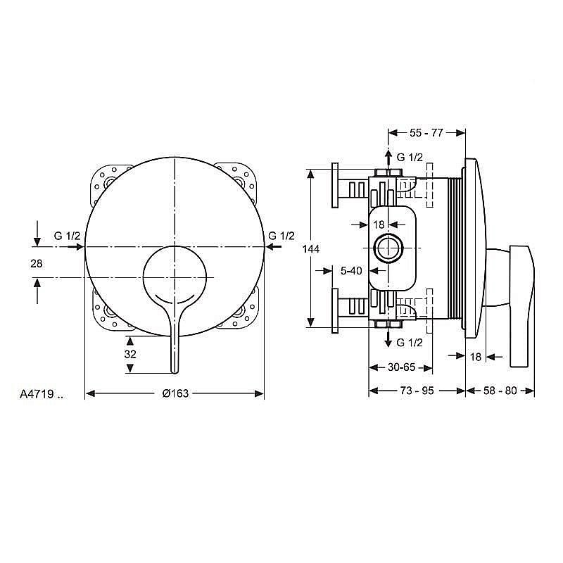 Смеситель для душа Ideal Standard Melange A4719AA купить в интернет-магазине сантехники Sanbest