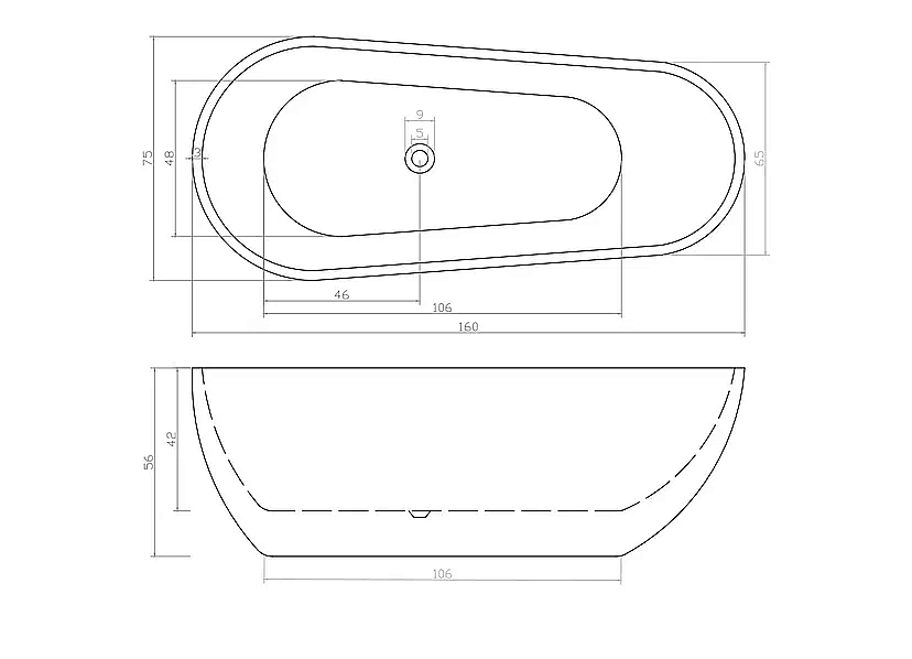 Ванна акриловая  Ceruttispa MIMI160 160х75 белая купить в интернет-магазине Sanbest