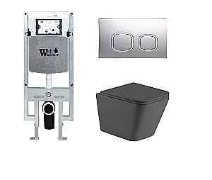 Унитаз подвесной WeltWasser WW GELBACH 10000012021 с крышкой микролифт, безободковый, смыв торнадо, в комплекте с инсталяцией, серый матовый купить в интернет-магазине Sanbest