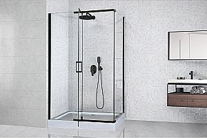 Душевой уголок Royal Bath HPV RB9120HPV-T-BL 120х90 прозрачное стекло/черный профиль купить в интернет-магазине Sanbest