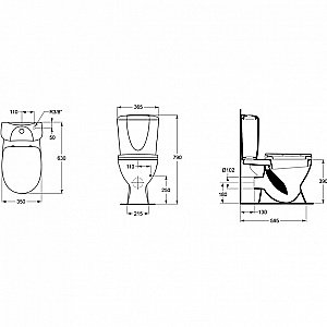 Унитаз напольный Ideal Standard Ecco W908701 белый, с бачком, с крышкой микролифт купить в интернет-магазине Sanbest