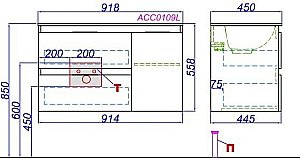 Тумба с раковиной Aqwella Accent 90 дуб золотой для ванной в интернет-магазине Sanbest