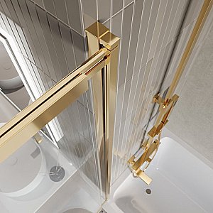 Шторка для ванны BelBagno LUCE-VF-11-90/145-C-ORO стекло прозрачное/профиль золото купить в интернет-магазине Sanbest