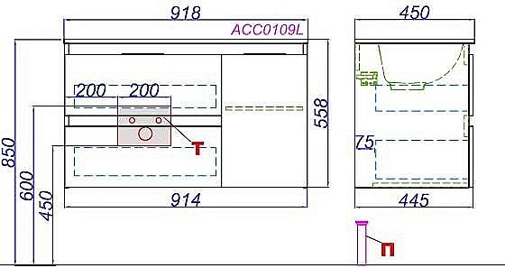 Тумба с раковиной Aqwella Accent 90 дуб золотой для ванной в интернет-магазине Sanbest