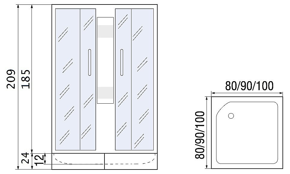 Душевой уголок River Morava без поддона 80 х 80 купить в интернет-магазине Sanbest