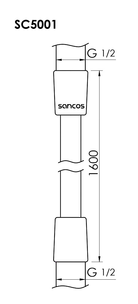 Душевой шланг Sancos SC5001CH хром купить в интернет-магазине сантехники Sanbest