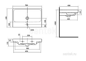 Раковина мебельная Santek Адриана 71 1.WH50.1.628 белая купить в интернет-магазине Sanbest